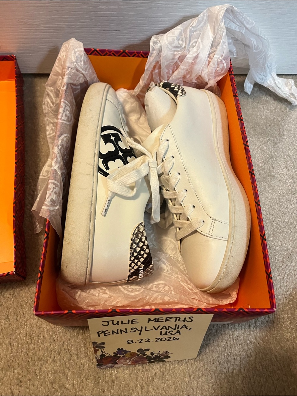 Tory Burch Leigh T-Logo Sneakers in Snow White/Warm Roccia